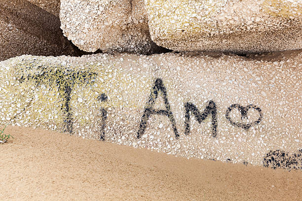 Ti Amo, i love you, painted on stone.