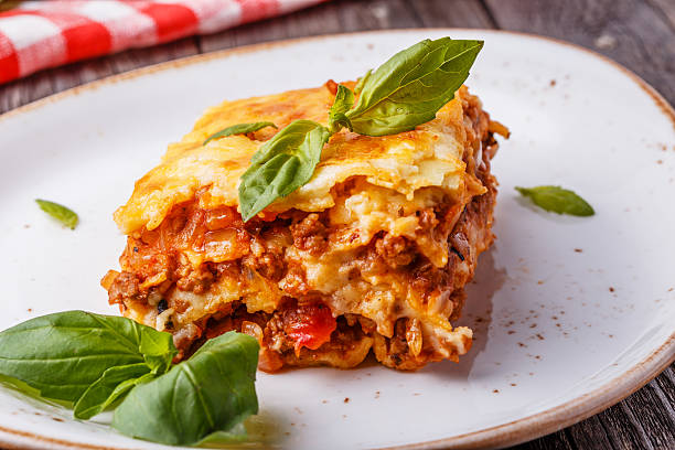 istock Traditional lasagna made with minced beef bolognese sauce 504045082