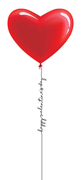 ilustrações de stock, clip art, desenhos animados e ícones de balão de coração vermelho - february three dimensional shape heart shape greeting