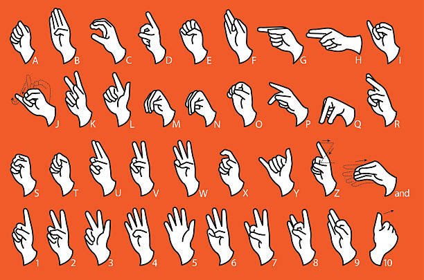 ilustrações, clipart, desenhos animados e ícones de linguagem de sinais de comunicação - língua de sinais