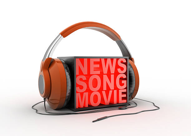 istock Online medias concept with head phone 504046892