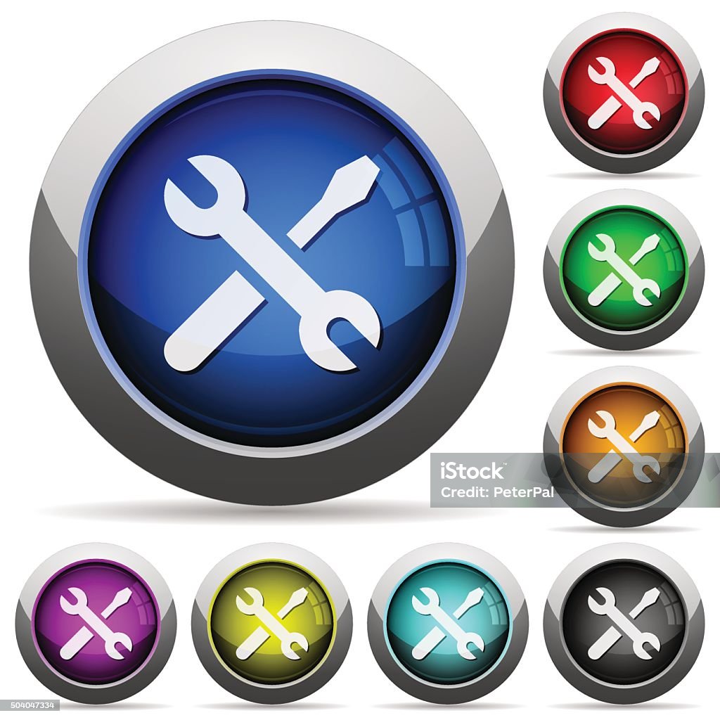 Dual Tool Button Tools Button Set Stock Illustration - Download Image Now - Blue, Chrome ...