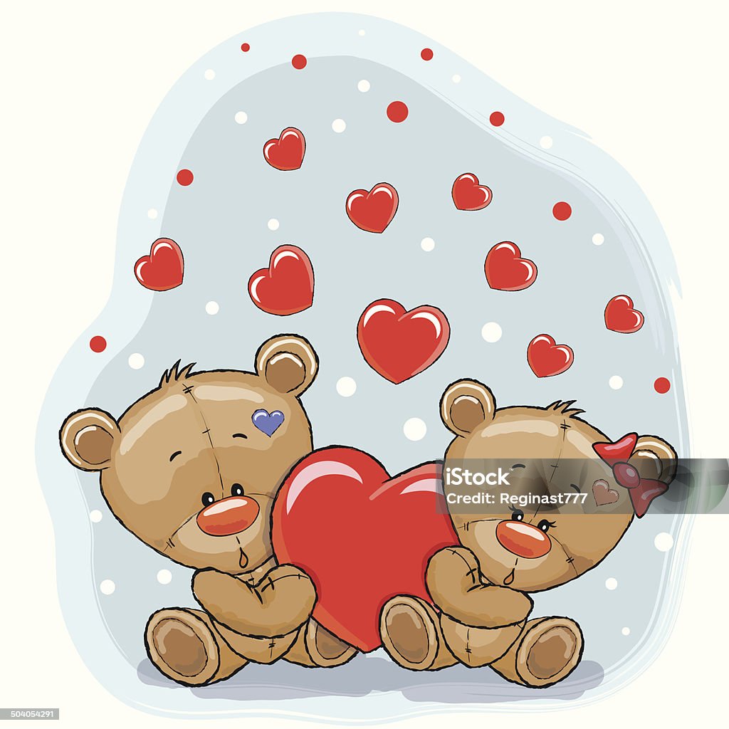 Two Bears with heart Cute Teddy Bears with heart Adult stock vector