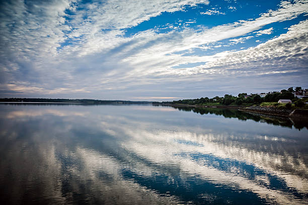 istock Streaked clouds over coastline at daybreak 504054483