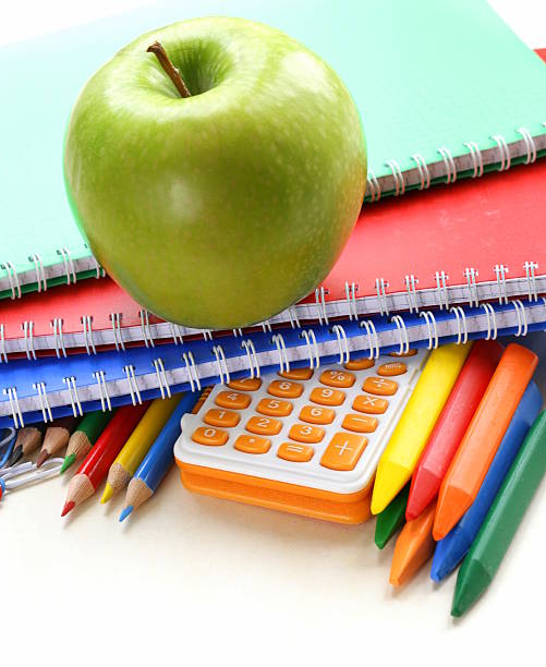 istock Back to school concept, school stationery multicolored pencils and notebooks 504055321