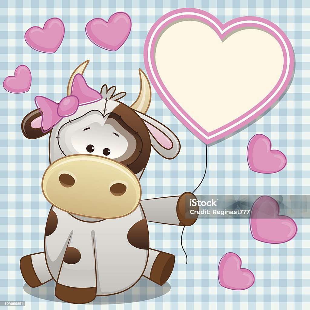 Cow with heart frame Valentine card with Cow with heart frame Animal stock vector