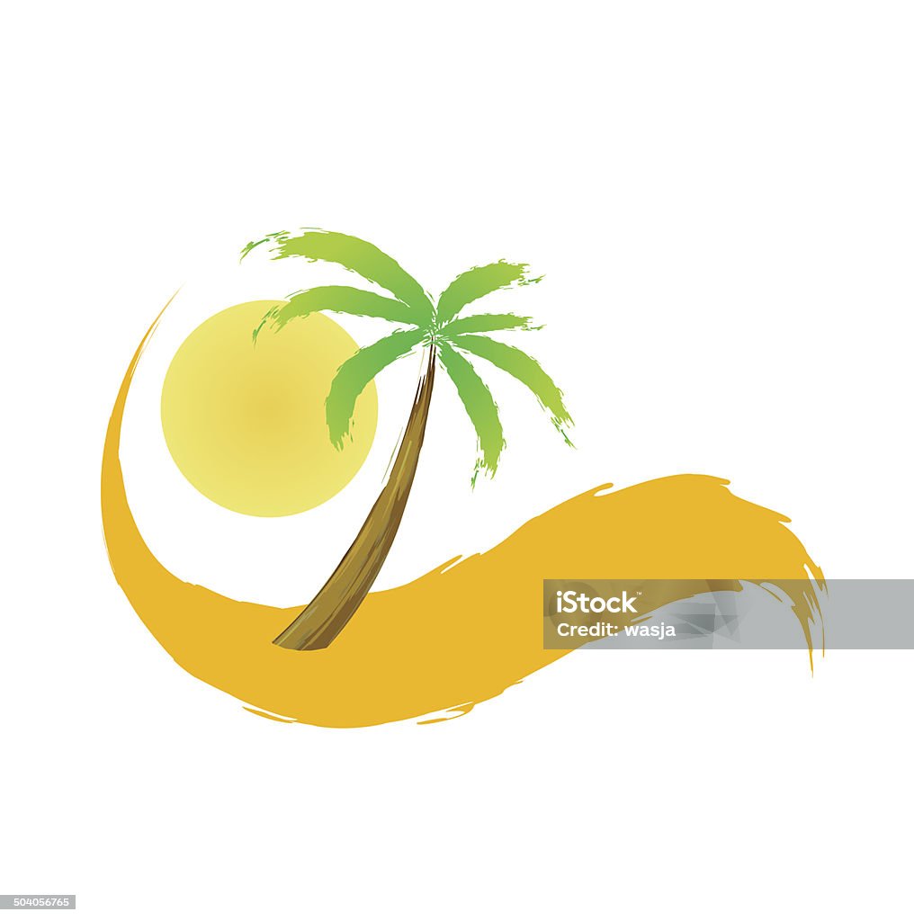 palm tree in the desert, vector palm tree in the desert, vector illustration Desert Oasis stock vector