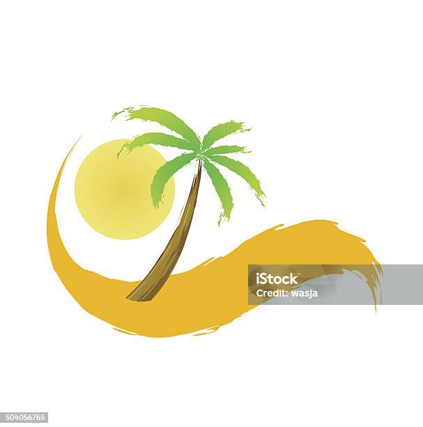 Palm Tree In The Desert Vector Stock Illustration - Download Image Now - Desert Oasis, Africa, Beach
