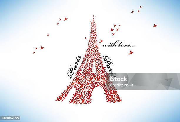 Ilustración de Torre Eiffel En París Palomas De Papel Origami y más Vectores Libres de Derechos de Abstracto - Abstracto, Amor - Sentimiento, Carta - Naipe