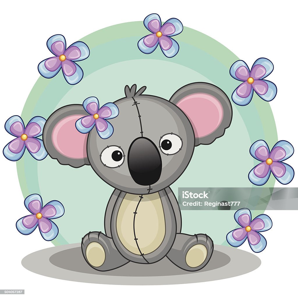 Koala con flores - arte vectorial de Adulto libre de derechos