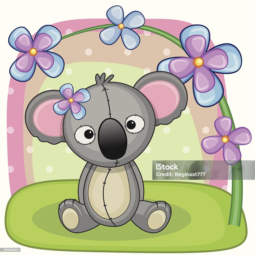 Koala con flores - arte vectorial de Adulto libre de derechos