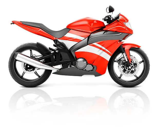3D Image of a Red Modern Motorbike