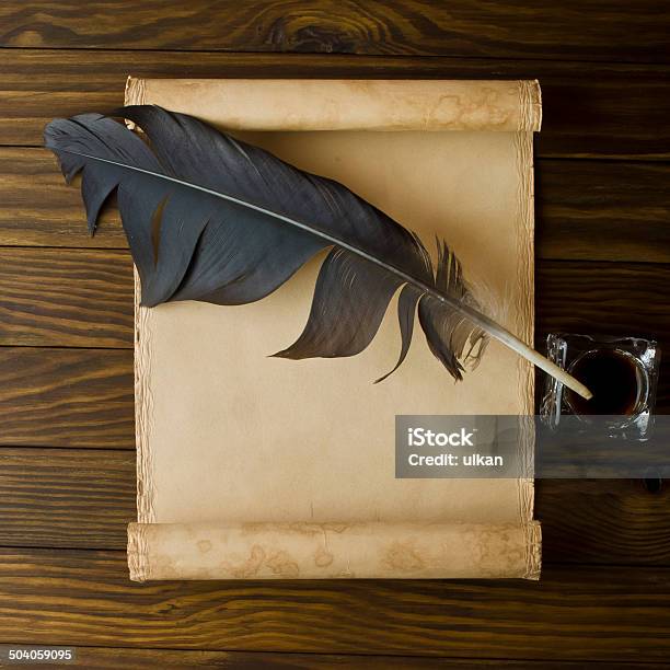 Old Parchment Or Diploma Scroll Stock Photo - Download Image Now - Animal Pen, Ancient, Antique