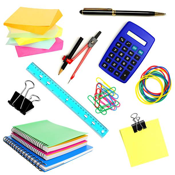 istock School or office supplies individually isolated on white 504059487