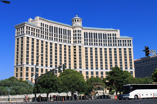 Las Vegas, Nevada, USA - July 3, 2012: Bellagio Hotel and Casino on the famous Strip. Opened in 1998, the hotel has 3,950 rooms and the casino 116,000 square feet of gaming space. 