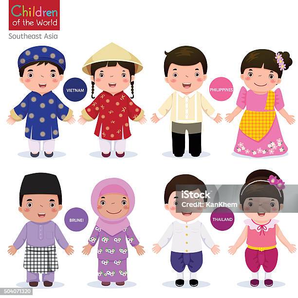 Children Of The World Vietnam Philippines Brunei And Thailand Stock Illustration - Download Image Now