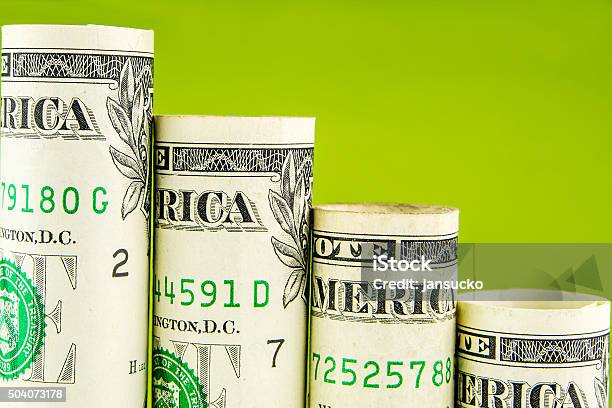 Falling Steps Made Of One American Dollar Banknotes Stock Photo - Download Image Now