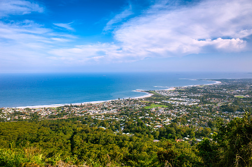 Aerial View of the Coastal City of Wollongong in New South Wales Australia