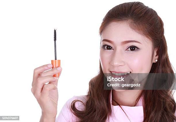 Woman Face With Mascara Brush Stock Photo - Download Image Now - Adult, Adults Only, Applying