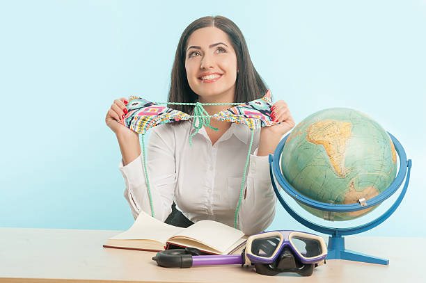 istock Business woman with the globe 504076753