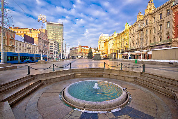 Ban Jelacic square in Zagreb advent view, capital of Croatia