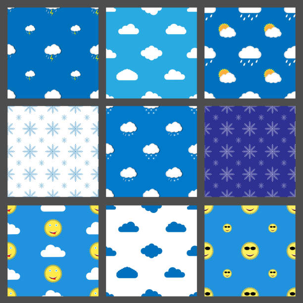 illustrations, cliparts, dessins animés et icônes de motif de temps - seamless pattern meteorology snowflake