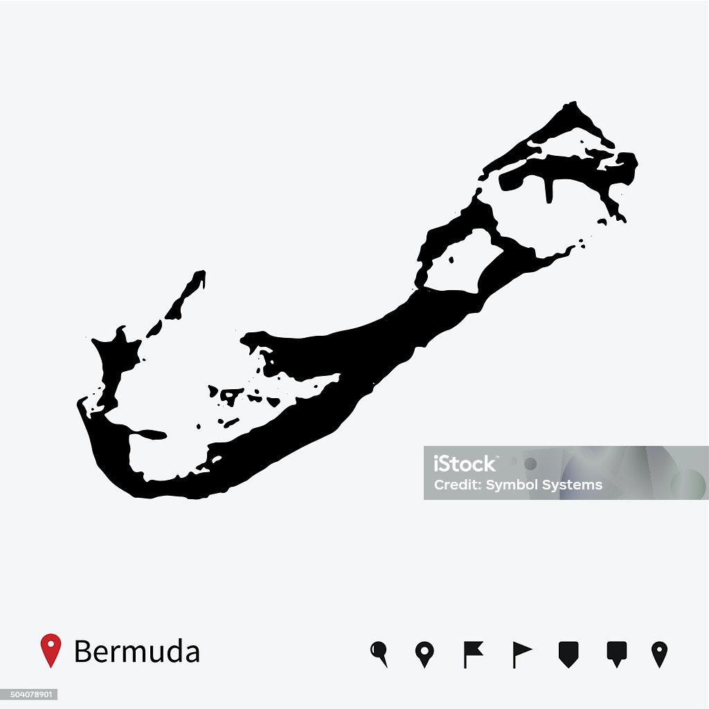 High detailed vector map of Bermuda with navigation pins. Bermuda stock vector