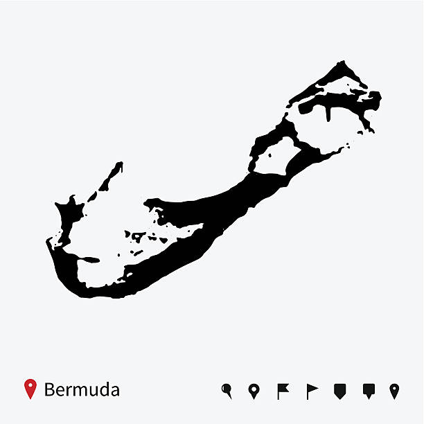 High detailed vector map of Bermuda with navigation pins. High detailed vector map of Bermuda with navigation pins. bermuda stock illustrations