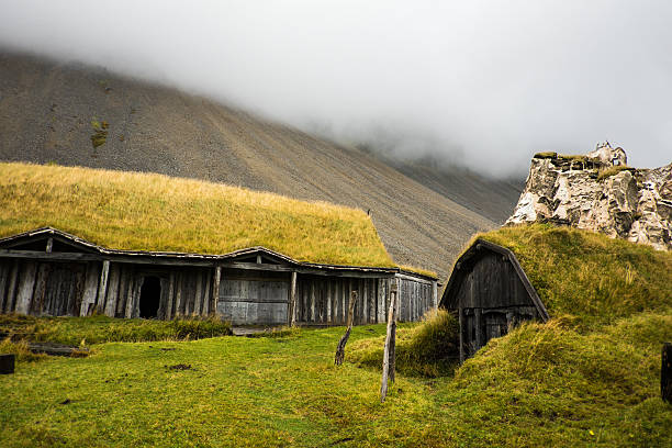 istock Traditional viking skyfall village 504084912