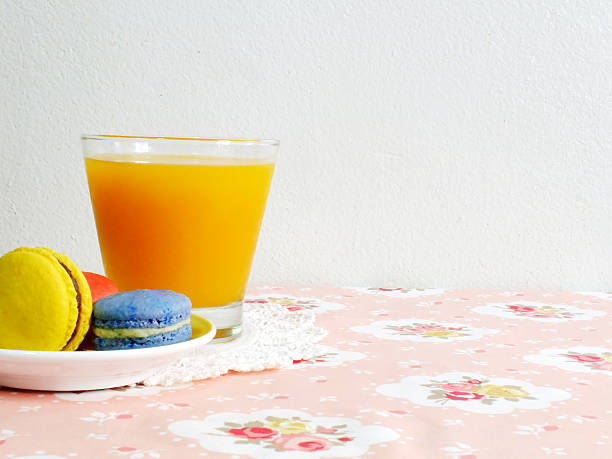 orange juice and macaroon