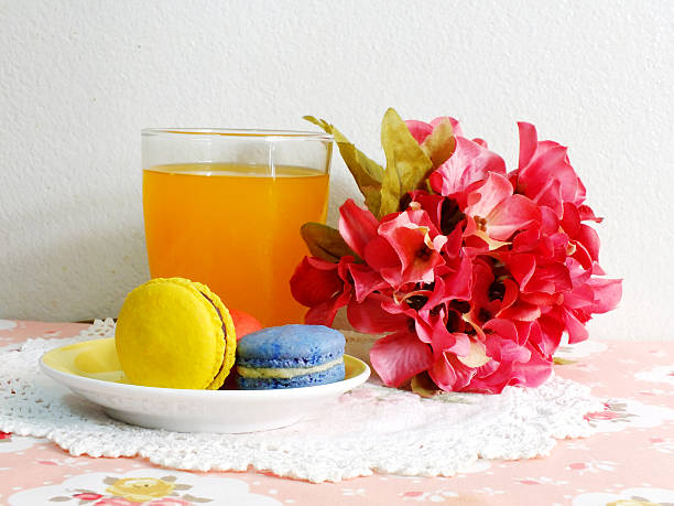 orange juice and macaroon