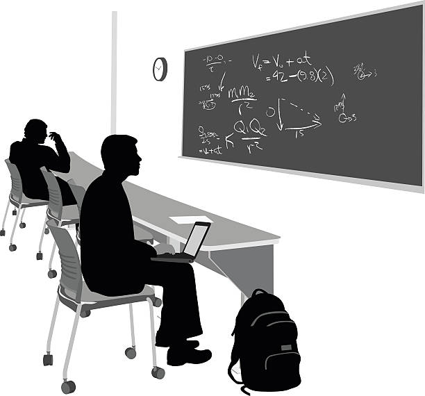akademisches lernen mathematik mit meinem laptop in class - focus on shadow computer graphic learning black stock-grafiken, -clipart, -cartoons und -symbole