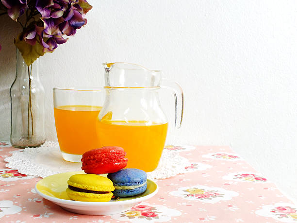 orange juice and macaroon