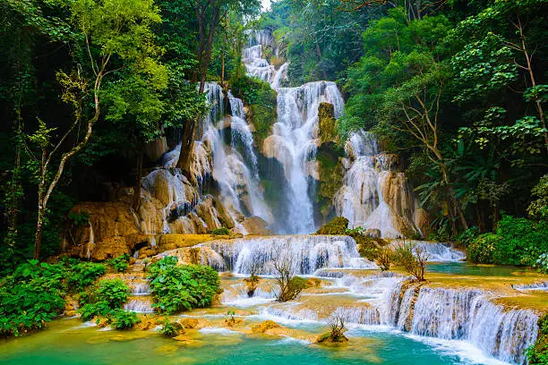 Kuang si water fall in Luang prabang,Laos.