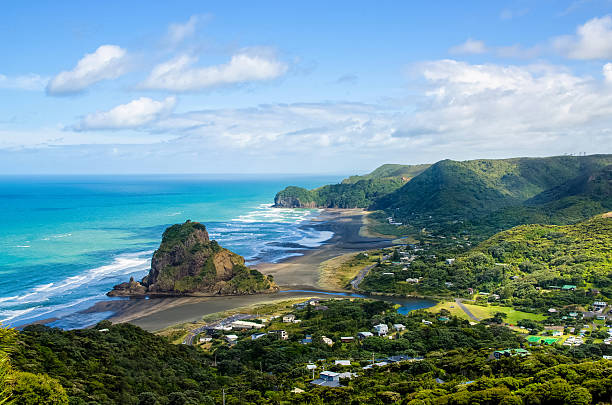 Piha beach in Auckland,New Zealand. stock photo