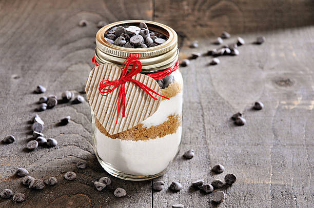 istock Chocolate chips cookie mix in a glass jar. 504101350