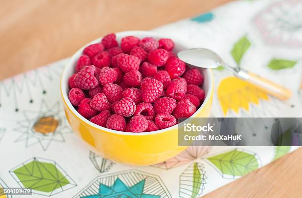 Raspberries On Wooden Table Healthy Food Stock Photo - Download Image Now - Beauty In Nature, Berry Fruit, Bowl