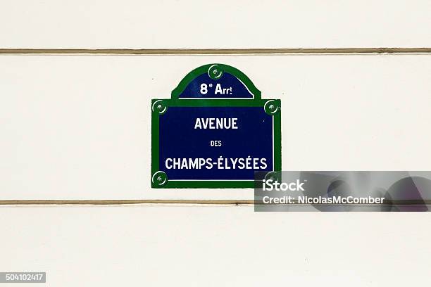 Avenue Des Champselysees Street Sign Stock Photo - Download Image Now - Street Name Sign, Paris - France, 8th Arrondissement