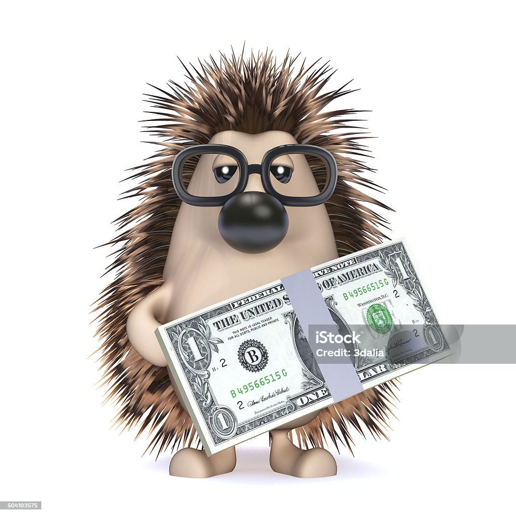 3 d-Igel mit US-Dollar - Lizenzfrei Bedrohte Tierart Stock-Foto