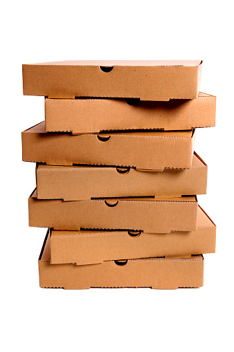 Stack Of Brown Pizza Boxes Stock Photo - Download Image Now - Pizza Box,  Stack, No People - iStock