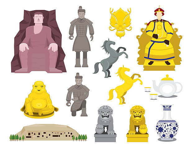 illustrations, cliparts, dessins animés et icônes de histoire des objets ensemble de la chine - empereur