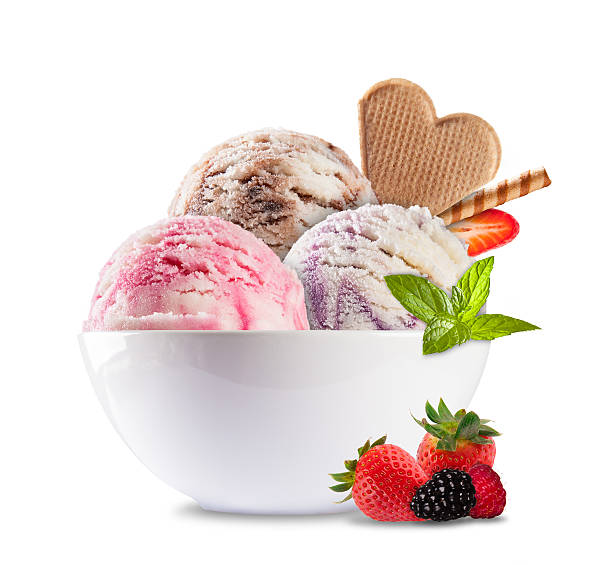 istock Ice cream in porcelain bowl on white background 504104547