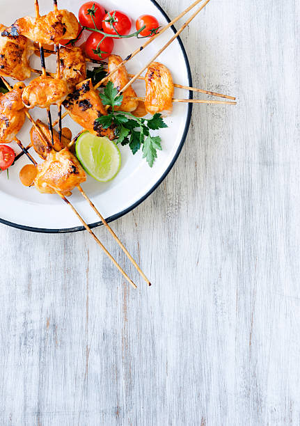 istock Grilled chicken kebabs with tikka masala sauce 504104931