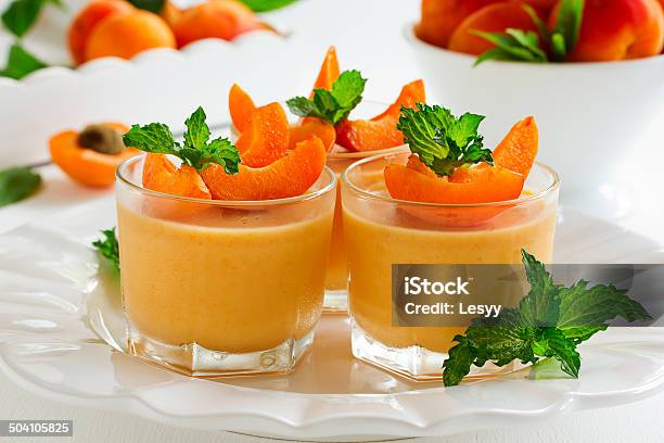 Panna Cotta With Apricots Stock Photo - Download Image Now - Apricot, Mousse - Dessert, Panna Cotta