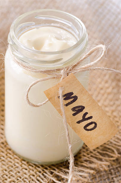 istock Bottle jar of mayonaise with 'mayo' label 504106215