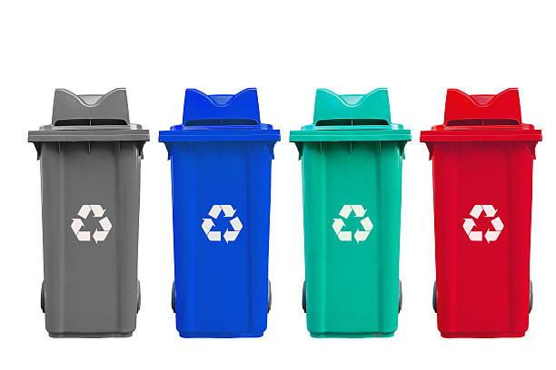 istock Isolated large four color garbage bins with wheel 504106246