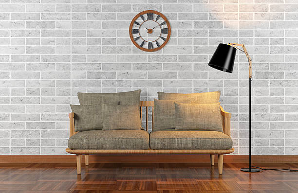 istock Living room interior with brick wall 504106962