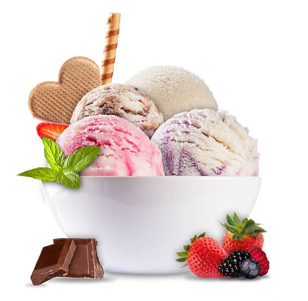 istock Ice cream in porcelain bowl on white background 504107549