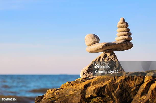 Zen Stones In Balance Stock Photo - Download Image Now - Balance, Seesaw, Symmetry