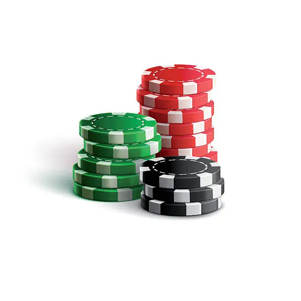 Vector illustration of casino chips isolated on white realistic theme